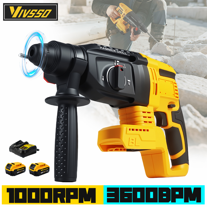 Cordless Rotary Hammer 20V Brushless - Vivso elétrica sem escova martelo rotativo