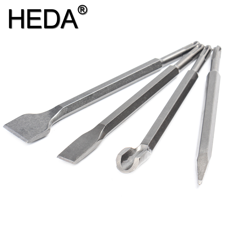 4 pçs/set cinzel com hastes sd - Rotary Hammer Chisel Bit Flat avaliação e preço