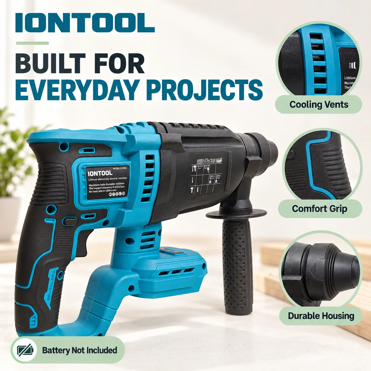 Martelo Rotativo Sem Fio IONTO - Rotary Hammer Drill 26Mm avaliação e preço